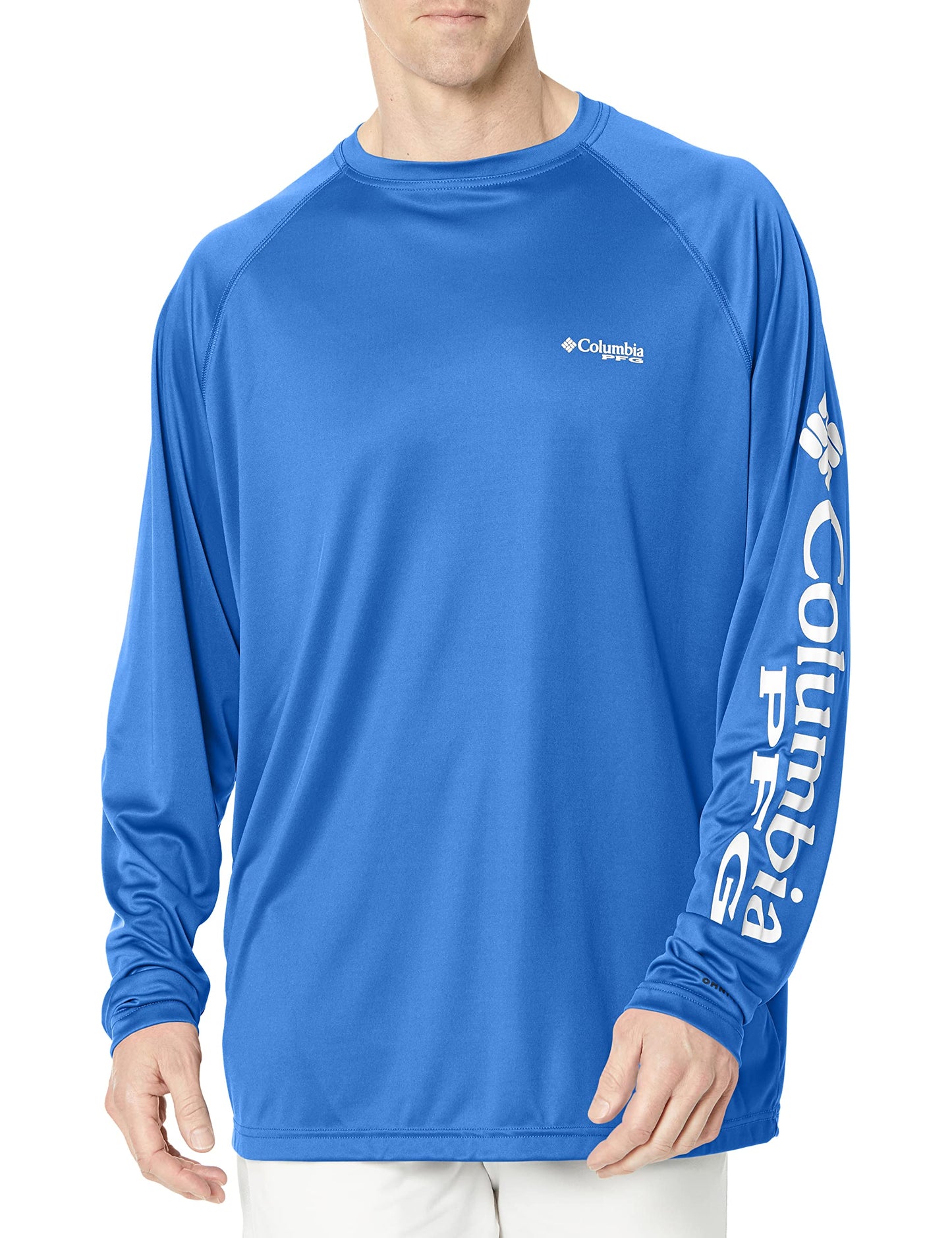 Columbia Men's PFG Terminal Tackle Long Sleeve Fishing Shirt, Vivid Blue/Cool Grey Logo, 3X