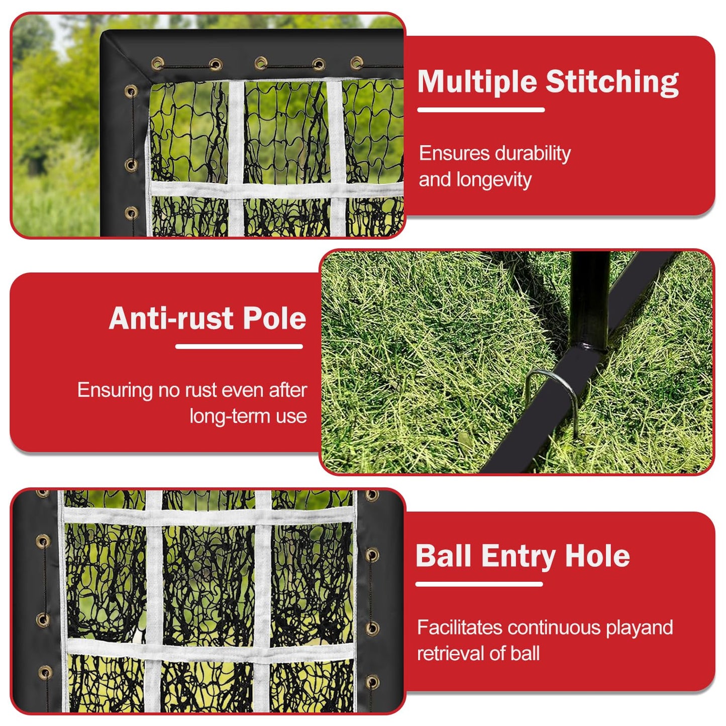 MONOJOY Baseball Pitching Net: 9-Hole Pitching Net with Strike Zone Adjustable Softball Pitching Nets Includes Carry Bag for Indoor | Outdoor Use, Practice of Pitching, Batting, and Throwing Drills
