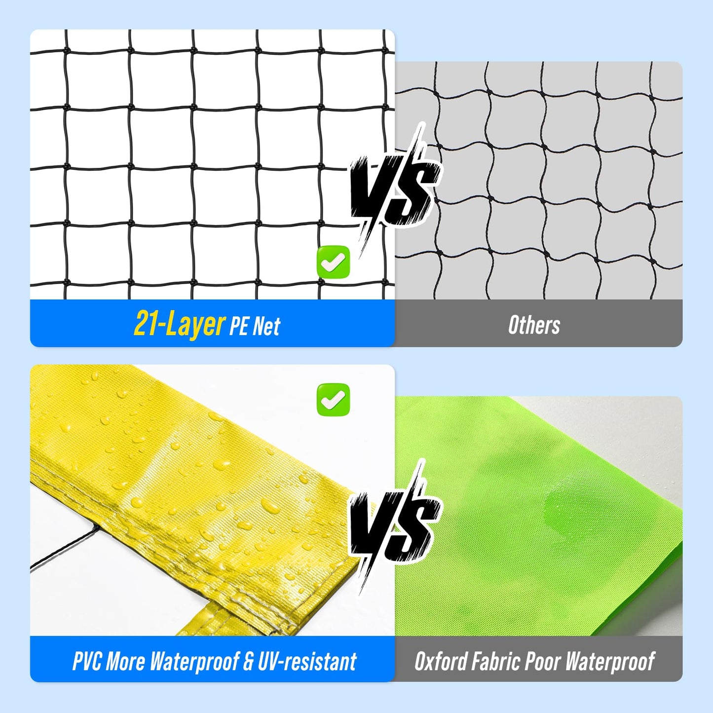 Outdoor Volleyball Net Set for Backyard & Beach, 32FT Regulation Size, Easy Setup Adjustable Height Poles, Portable Net System with PU Volleyball, Pump & Carry Bag