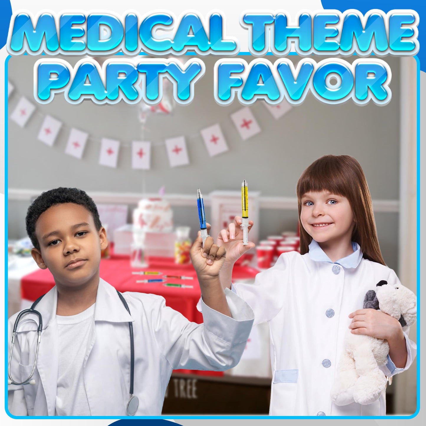 Bedwina Syringe Pens - (Bulk Pack of 24) Retractable Fun Multi Color Novelty Pen for Nurses, Nursing Student School Supplies, Birthdays, Stocking Stuffers and Toy Party Favor Gifts