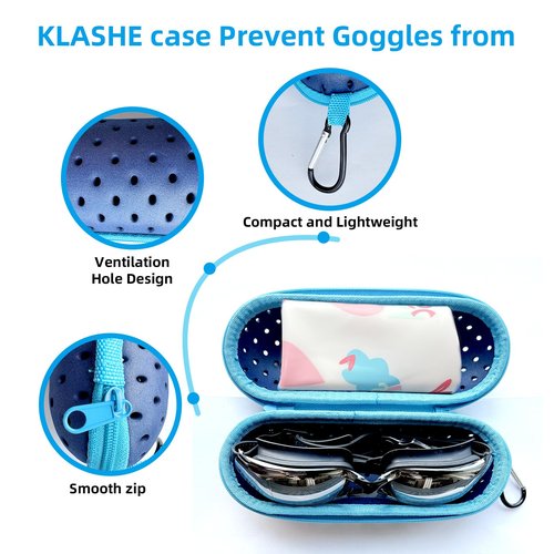 KLASHE Swim Goggle Case, Protective EVA Case with Drainage Holes, Shockproof & Compact Storage Case for Swimming Goggles（Orange）