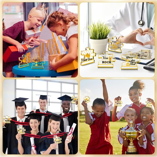 Geelin 10 Pcs Appreciation Acrylic Awards Puzzle Trophies Employee Appreciation Gifts Bulk Mini Thank You Award Trophy for Adults Students Team Teacher Classroom Favors Office Decorations