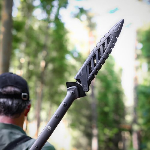 STAK 11803 Survival Spear, 44" Tactical Spear for Camping, Bushcraft, and Hunting, 8" Double-Edged Stainless Steel Blade with Fiberglass Handle and Snap Sheath