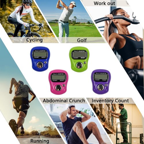 LKbeuuu 4 PCS Electronic Finger Counter, 5 Digit Number and LCD Electronic Digital Display, Resettable Hand Tally, Counting for Golf, Goods Counting, Lap, Knitting