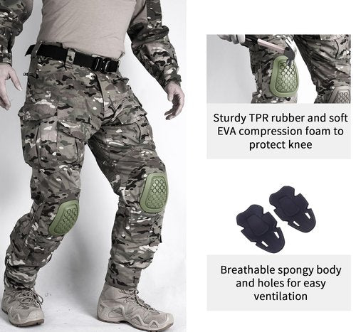 MERJAZ Tactical Knee Pads Inserts for G3 Tactical Combat Military Paintball Hunting Airsoft Pants 1 Pair Protective Gear Army Green