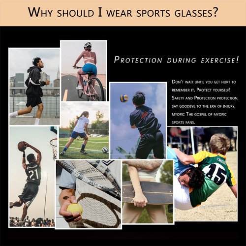 SooGree Sports Glasses for Men Womens,Basketball Football Eyewear Protective Glasses Shock Collision Lens Replaceable