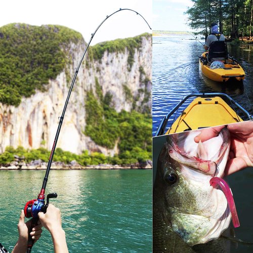 Sougayilang Fishing Rod and Reel Combo, Telescopic Casting Rod Baitcasting Reel with Carrier Bag Baitcaster Combo for Freshwater Saltwater-2.1m/6.8ft-Left Handed
