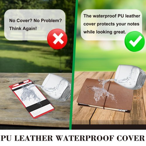 ARCHEREST Golf Scorecard Book with Pencil, Waterproof Leather Golf Scorecard Notebook Log Journal Holder with Pages for Men Golfers, Sports and Outdoor Club Accessories, Brown