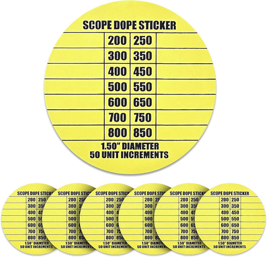 14 Pack Scope DOPE Sticker for Long-Range Shooting- Rifle Scope Sticker Can Be Used with Range Card and Dope Cards for Shooting -1.5 Inch Diameter- Fits Most Scope Caps - Made in the USA - Neon Yellow