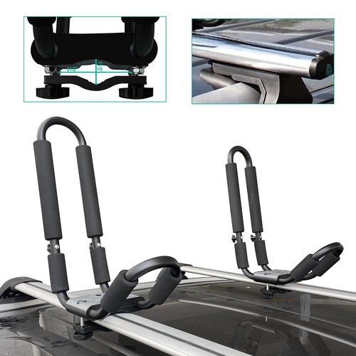 HUIMENG J Bar Kayak Roof Rack Universal Kayak Saddle Kayak Carrier Holders for Canoe, SUP, Kayaks, Surfboard and Ski Board Rooftop Mount on SUV, Car and Truck Crossbar (Kayak roof Rack)