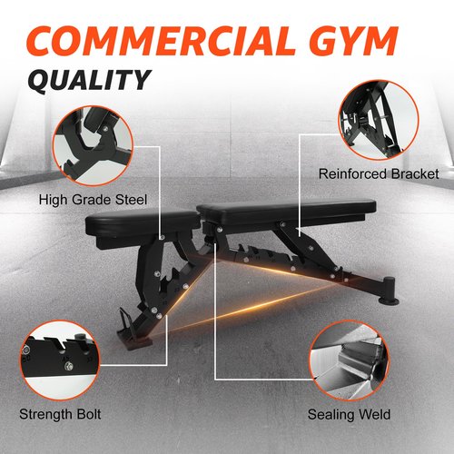 Adjustable Weight Bench, 8 Backrest & 3 Sitting Positions, 1300LBS Adjustable Strength Training Bench for Full Body Workouts for Home Garage Gym Black