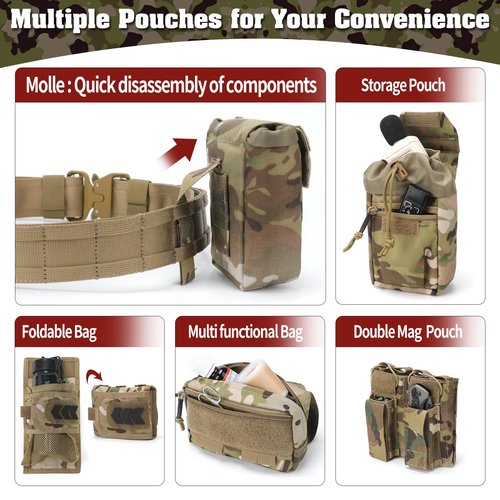 TWS 5 in 1 Quick Release Tactical Combat Heavy Duty Belt For Battle Airsoft Camo