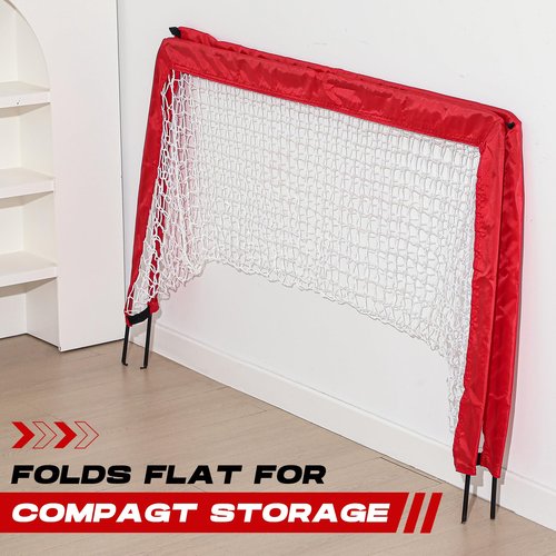 Gemscream Street Hockey Goal with Net Fiberglass Tube 4 Ground Spike and Storage Bag, 48''Portable Lightweight Easy Assembly Durable Hockey Goal Set for Outdoor Indoor Kid Player Training Equipment