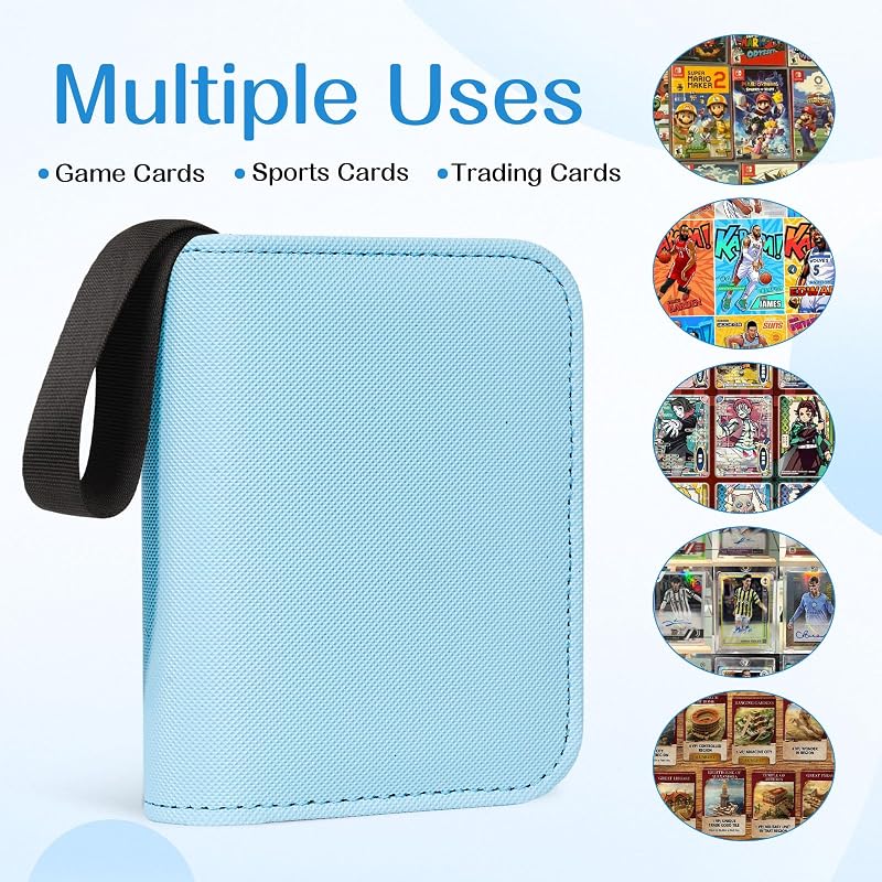 Pocket Card Binder – 40-Card Mini Binder with 20 Diamond-Embossed Pages, Blue