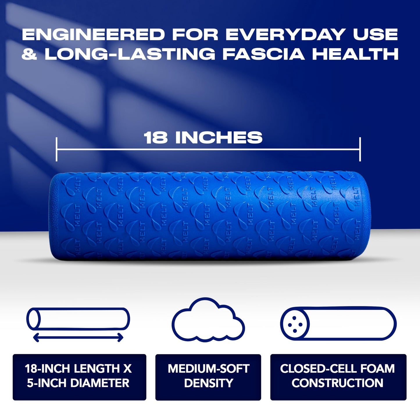 MELT Method 18 Inch Travel Soft Foam Roller- Half the Length of The MELT Full Body Roller