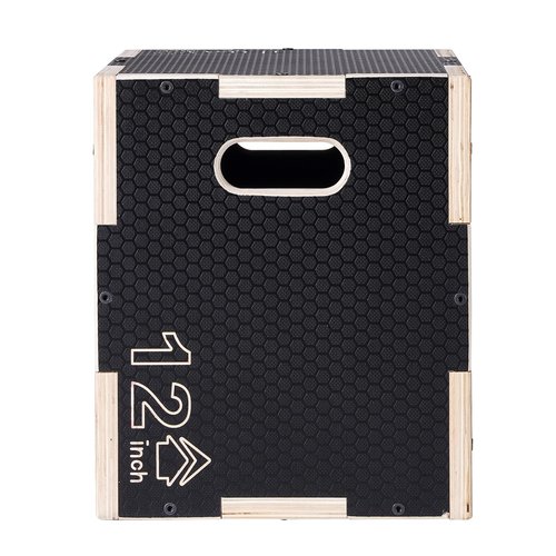 VEVOR 3 in 1 Plyometric Jump Box, Easy-to-Assemble Wood Plyo Box for Jumping Trainers, Home Gym Training and Conditioning, 16" x 14" x 12"