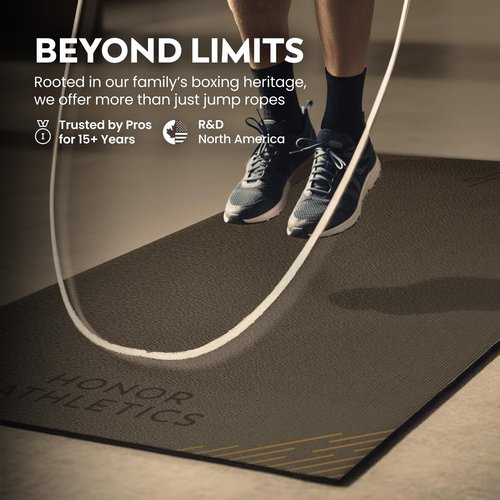 Honor Athletics Premium Jump Rope Mat – 1/4" Thick High-Density Rubber | Non-Slip Surface for Indoor/Outdoor Use | Durable & Odor-Free Skipping Mat (Standard Size – 36" x 48")