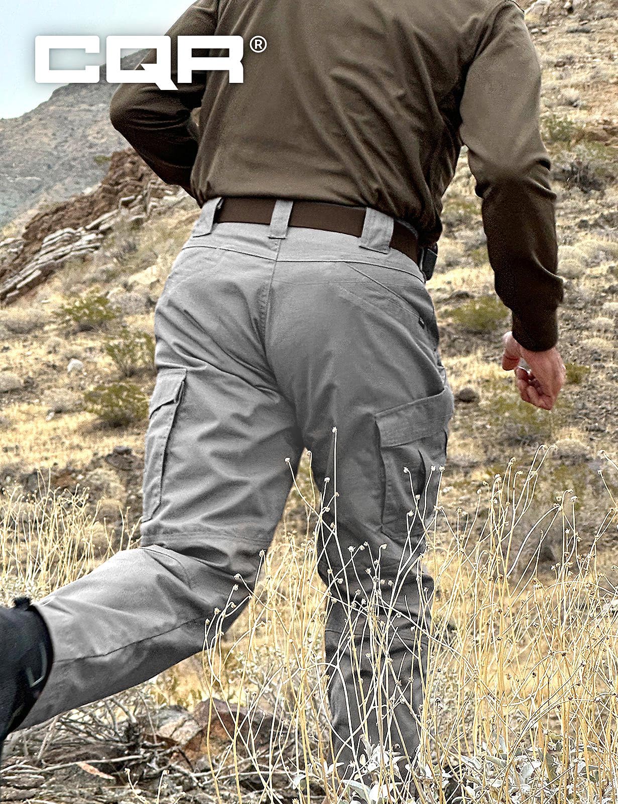 CQR Men's Tactical Pants, Water Resistant Ripstop Cargo Pants, Lightweight EDC Work Hiking Pants, Outdoor Apparel, Raider Mag Pocket Stone, 40W x 32L