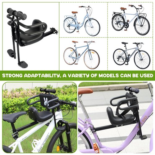 MEGHNA Bike Child Seat Front Mounted for Adult Bike Comfortable Baby Bike Seat with Backrest Adjustable Height and Position Bicycle Child Seat with Foot Pedals for Baby Toddle (Black - Style 1)