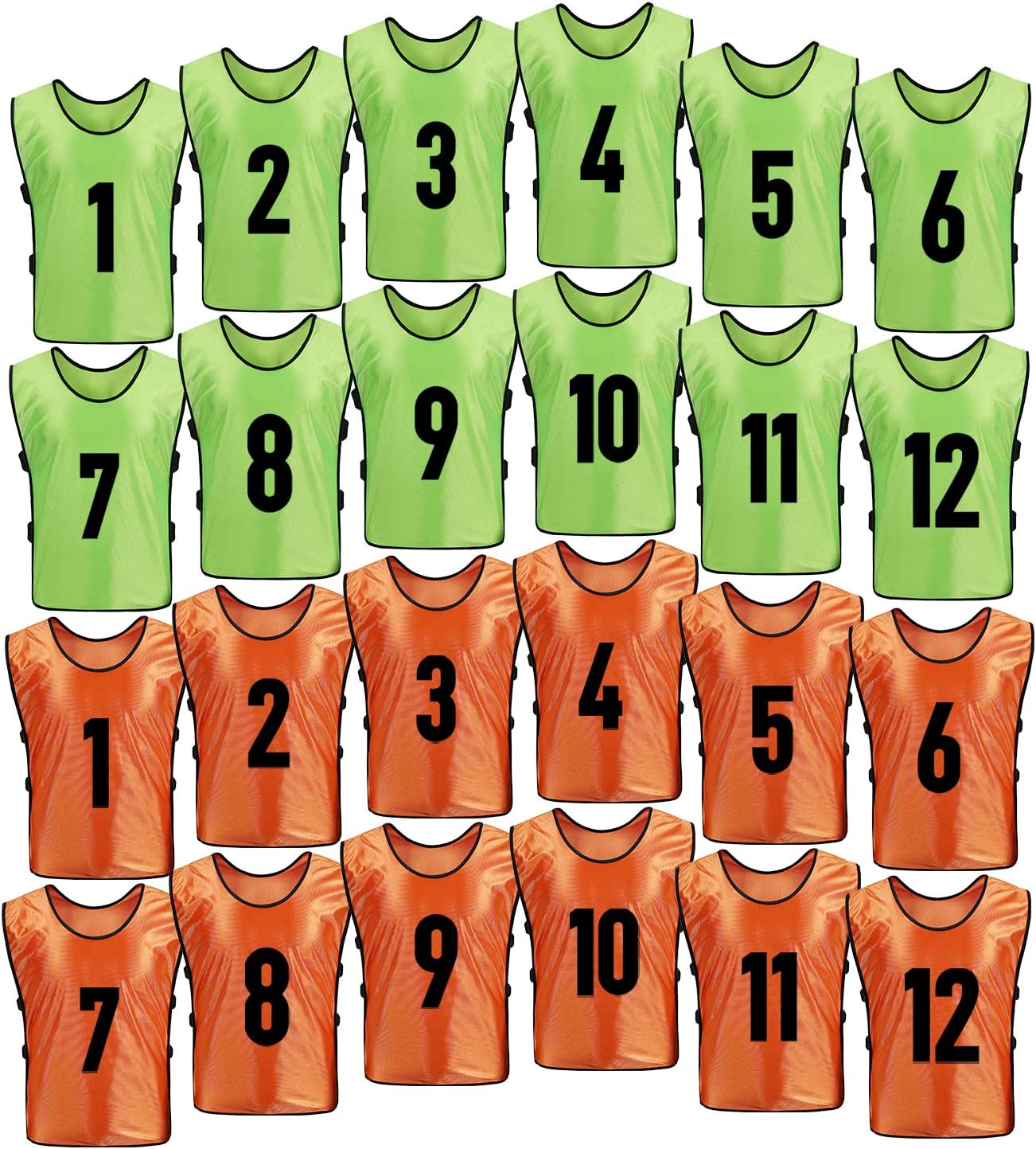 24Pack pinnies Soccer Vests Youth Scrimmage Basketball Team Practice Jerseys for Kids Adult Sports Football Pennies