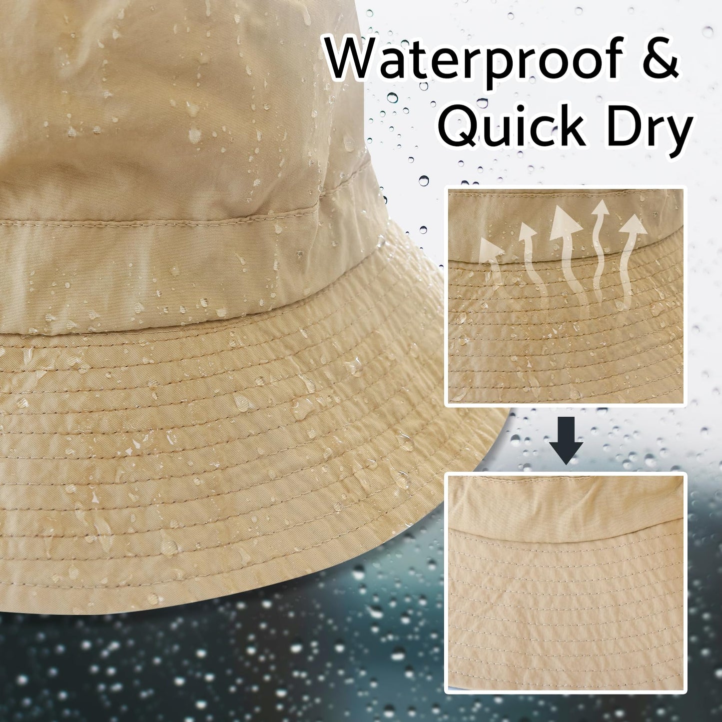 PFFY Packable Sun Bucket Hat for Women Outdoor UV Protection Sun Hats Waterproof Lightweight Hiking Outdoor Cap Russet (More Brick Red)