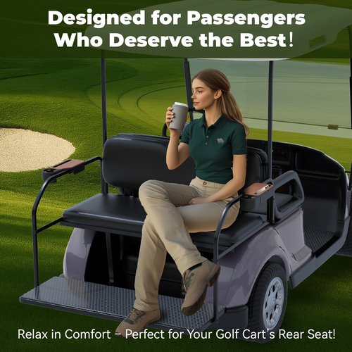 Upgraded Golf Cart Armrest with Cup Holder – Universal Fit for EZGO, Club Car, Yamaha – Waterproof, Golf Cart Accessories, Larger Armrest Area, No Drilling Required, Fits 1" & 1.25" Square Tubes