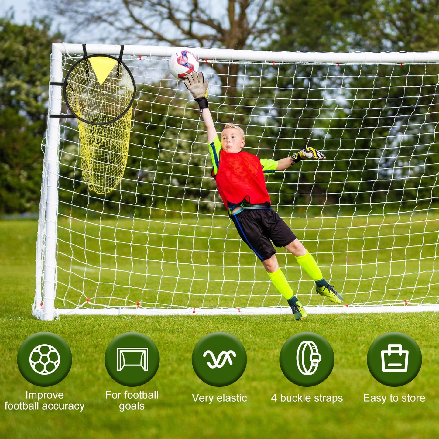 2Pcs Soccer Goals for Backyard, Football Target Nets for Throwing 17x28inch Football Trainer Throwing Net Soccer Gear Practice Equipment or Improving Throw Accuracy, Portable Footballs Accessories