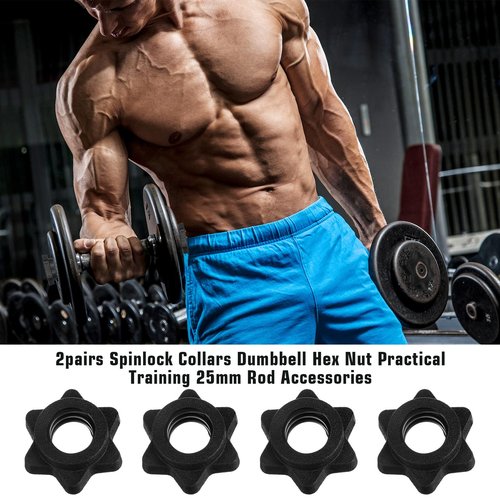 4PCS Dumbbell Collars 1" Barbell Collar Clamps Hex Nut Barbell Clips for Dumbbells, Spinlock Weight Bar Clamps for 1 Inch Standard Barbells Bars Sports Weight Lifting Fitness for Bars at Home or Gym