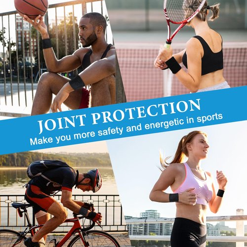 Wrist Sweatbands Tennis & Gymnastics Wristbands for Grips & Sport, 6 Pcs 4 Inch Wrist Bands Elastic Sports Wristbands for Football Running Men Women Black