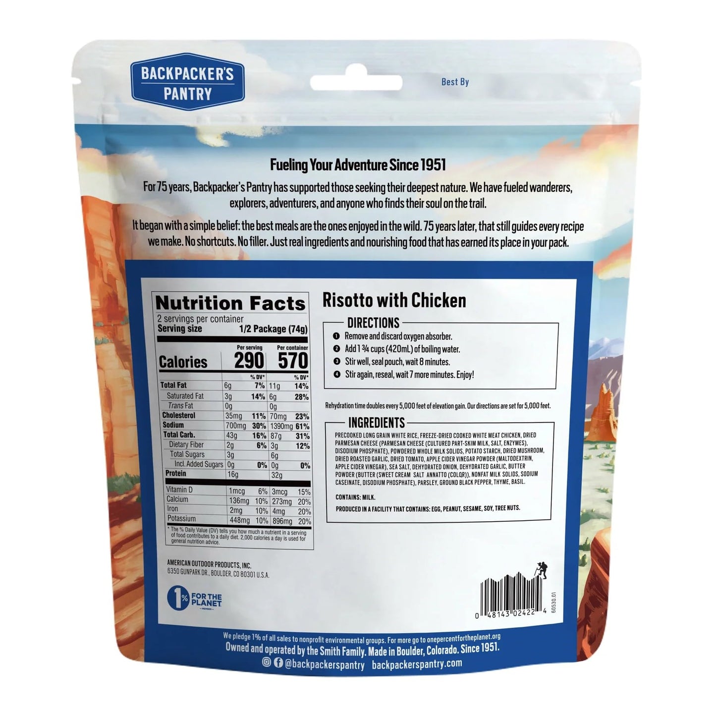 Backpacker's Pantry Risotto with Chicken | Freeze Dried Backpacking & Camping Food, 1 Count