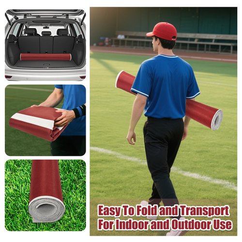 6 x 4 ft Baseball Softball Hitting Mat with Non-Slip Rubber Backing High-Visibility Printed Stripes Cushioned Surface Durable Indoor/Outdoor Batting Mat Portable Batting Stance Practice Mat