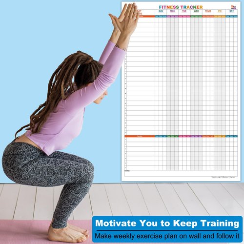 Large Dry Erase Fitness Calendar For Women&Men,24x36 Inch Erasable Exercise Board For Home Workout,Reusable Weekly Fitness Tracker For Gym Lovers,Giant Gym Whiteboard Planner Tracking Yoga Running