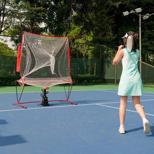 Furlihong 680NT 2 in 1 Tennis Ball & Baseball Training Machine and Net Combo, Ball Recycling System, Includes 680BH and NT01