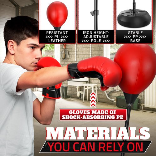 Punching Bag with Stand ??58 Inch Reflex Bag Boxing Set for Ages 15, Adjustable Height, Includes Gloves & Pump | Boxing Equipment - Active Builds Focus & Coordination | Great as Gifts