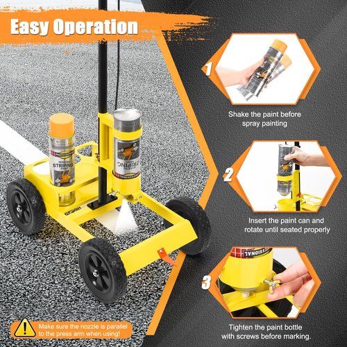 CAROD Striping Line Marking Machine, Parking Lot Striping Machine, Compatible with Professional Inverted Striping Spray Paint, Line Striper Machine for Fast and Accurate Marking, Yellow