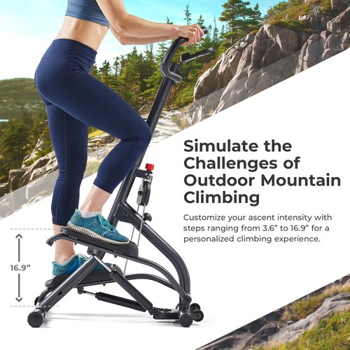 Sunny Health & Fitness Stair Stepper w/Handlebar, Extended Step Range Machine for Climbing Exercise, Compact, Height-Adjustable, Low-Impact & SunnyFit® App Enhanced Connectivity – SF-S021001