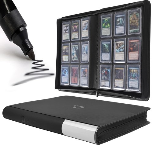 D DACCKIT Toploader Binder, Holds 288 Toploaders, 9 Pocket Top Loader Binders with Sleeves for 3" x 4" Rigid Card Holders for Trading Cards or Sports Cards in 3 x 4'' Toploaders - Black