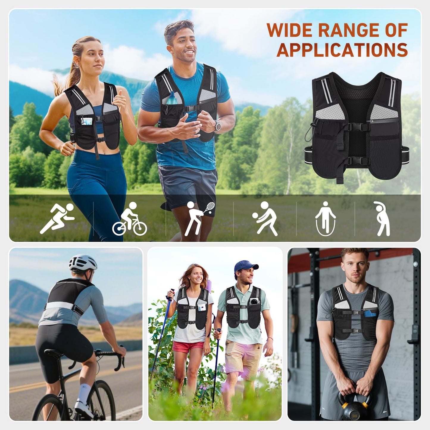 HUANLANG Running Vest for Women Men,Lightweight Hydration Runners Vest Breathable Reflective Hydration Pack for Marathon Hiking Running Trail