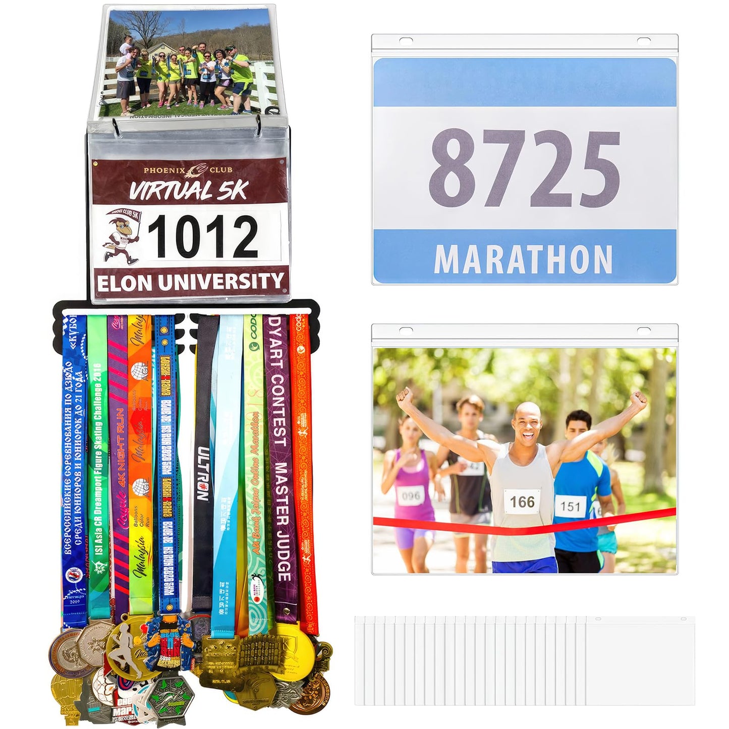 Goutoports Athletic Race Bib & Medal Display Combo - 10 Sheets