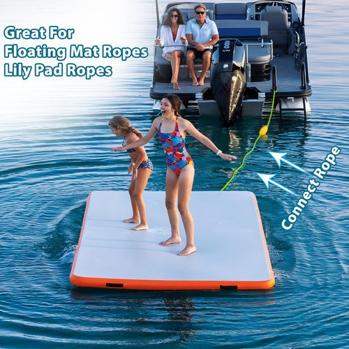 Floating Water Safety Rope with Clip – Quick Connect to River Tube, Kayak Dog Safety Vest &Floating Lily Pad, Kayak Tow Rope, 15FT, 1200LBS, Stainless Steel Clips