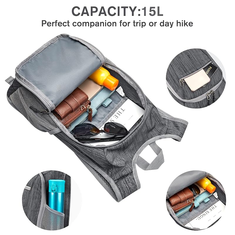 G4Free 10L/15L Foldable Hiking Backpack - Black 15L Variation