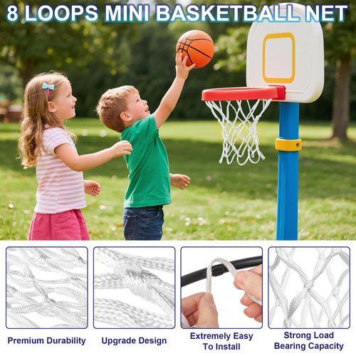LAO XUE 2 Pack Mini Basketball Net Replacement,8 Loops Indoor Outdoor Nets,Suitable for Doors and Walls (White)