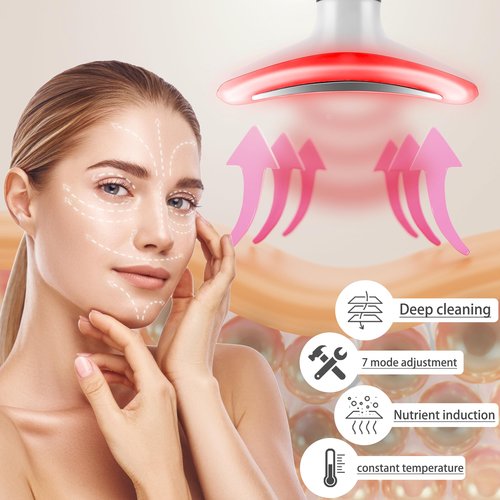 Whsdo 7-in-1 Red-Light-Therapy-for-Face and Neck, Face Neck Massager for Daily Skin Care Routine