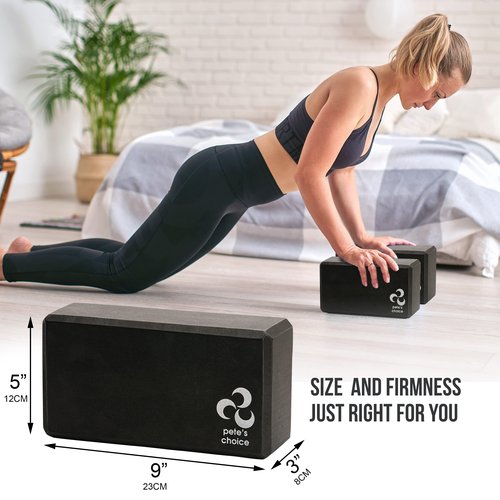 Pete's Choice 2 Yoga Blocks + 2 Yoga Straps - Starter Kit for Beginners, Ideal for Home Indoor Exercises