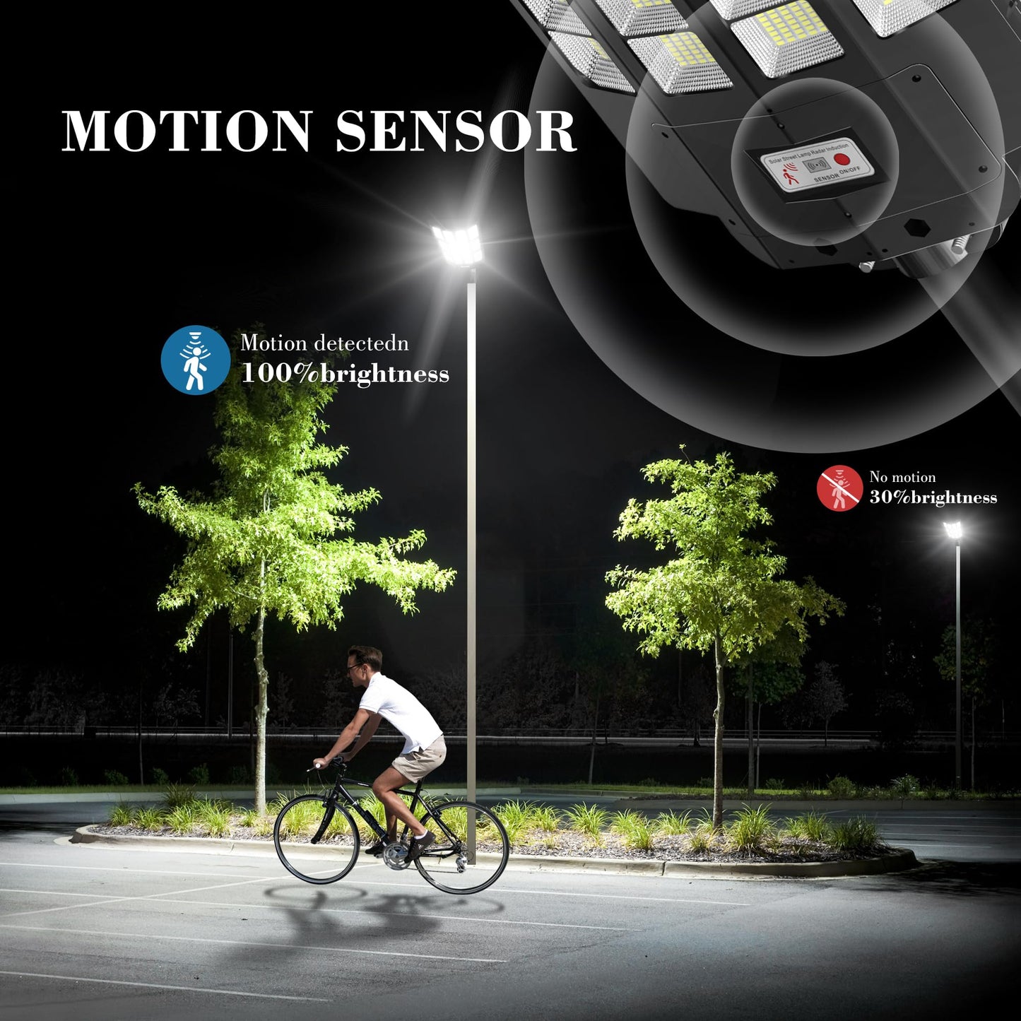 OKPRO 15000W Solar Street Light, 7000K Solar Lights Outdoor Waterproof Motion Sensor, Solar Security Light IP66 Waterproof, Solar Street Lights Outdoor Dusk to Dawn for Parking Lot, Yard, Farm(2Pack)