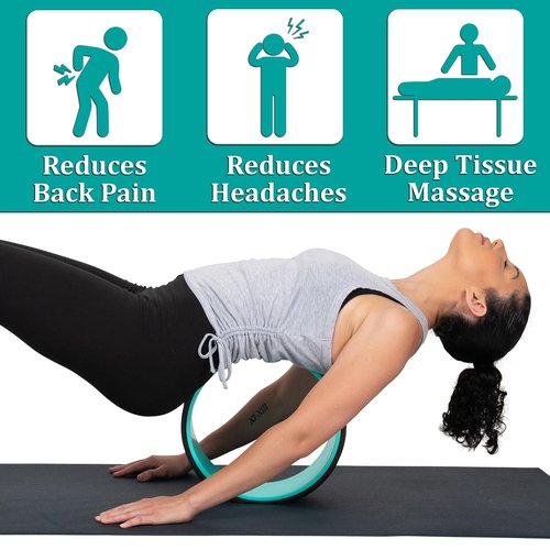 YOGI GRIPS Back Roller Wheel- Foam Padded Back Stretcher Wheel with Center Spine Cradle-Back Pain & Stretching- Deep Tissue Massage Roller (Set of Four)