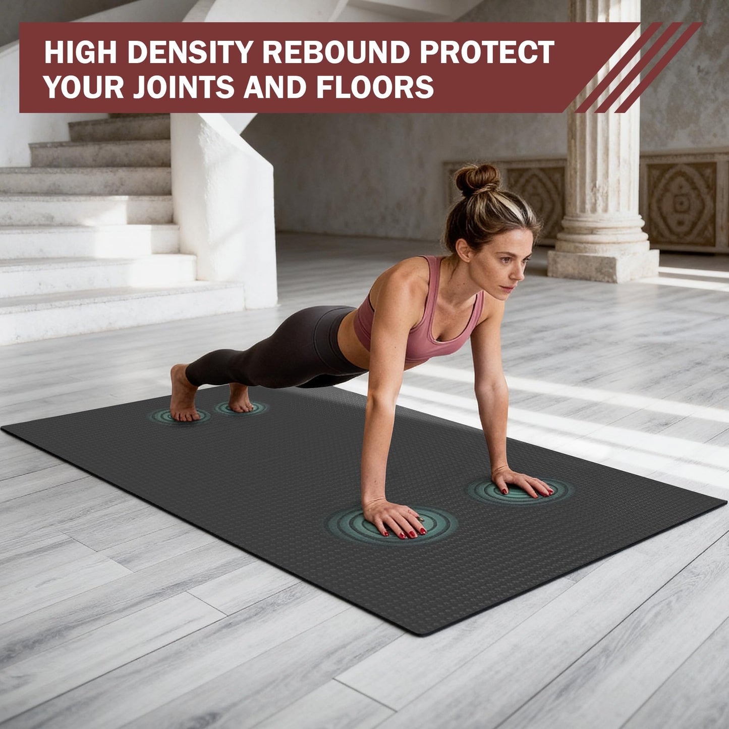 Stepwaver Extra Large Exercise Mat, 6'x4' (6mm) Thick Workout Mat for Home Gym & Garage Flooring, Shoe-Friendly, Non-Slip, Ultra Durable, Thick Large Workout Mats for Home Workouts