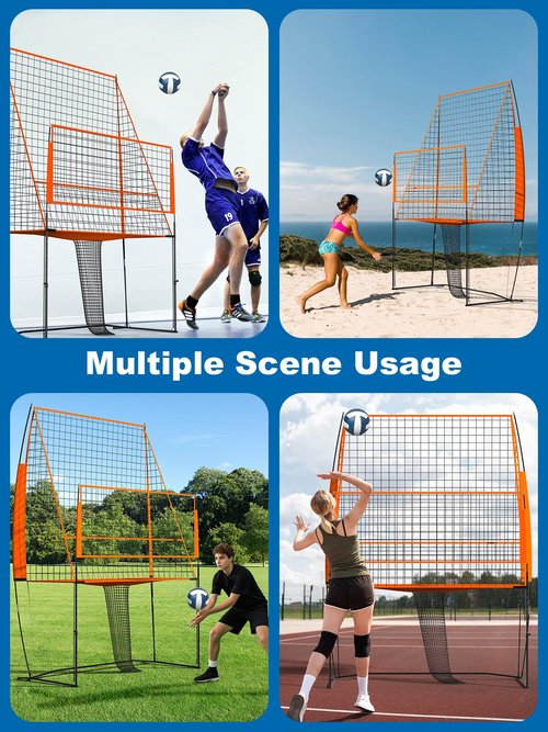 Portable Volleyball Training Equipment Net System, Volleyball Practice Net with Carrying Bag, Height Adjustable for Backyard Indoor Outdoor Hitting Serving Practice