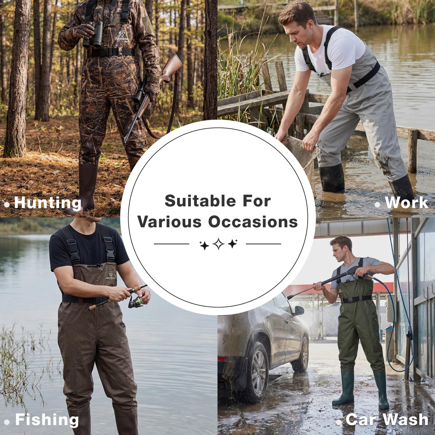 FISHINGSIR Waders for Men Waterproof Women Fishing Chest Wader with Boots