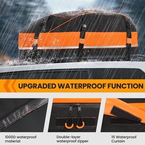 Sailnovo Rooftop Cargo Carrier Waterproof 20 Cubic Feet Car Roof Rack Cargo Carrier Roof Cargo Bag for All Cars with/Without Rack, Includes Anti-Slip Mat, 6 Door Hooks & Waterproof Curtain